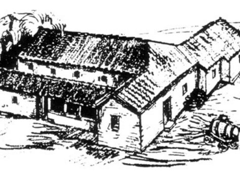 Abbildung oben: Zweite Bauphase, der „Gelbe Bau“, etwa 200 bis 275