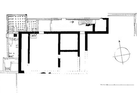Abbildung oben: Plan der 1960 ergrabenen Teile des Hauptgebäudes